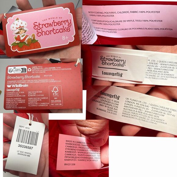 Strawberry Shortcake Loungefly Mini Backpack Wheelbarrow NWT Red main image 4